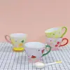 Caneca de Cerâmica Relevo Pintada à Mão para Café da Manhã, Copo de Água Doméstico, Caneca Grande para Aveia, Leite e Café, Caneca Criativa