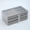 Nueva caja de joyería acrílica de 3 capas con cajón de franela para joyería, pendientes, anillos, collares, pulseras, caja de almacenamiento de joyas