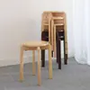 Taburete de madera maciza para uso doméstico, elegante taburete nórdico para mesa de comedor, taburete de tocador, taburete redondo de madera para adultos, taburete cuadrado apilable