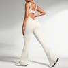 Macacão Feminino Europeu e Americano Transfronteiriço Sem Mangas com Detalhe de Chifre Costas Nuas Sexy Roupa Fitness Justa no Quadril Macacão de Yoga