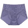 Panty de encaje satinado sin costuras de cintura alta para mujer talla plus, braguita estilo mamá con refuerzo de algodón puro, elegante y refinado