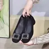 Nuevo Estilo Otoño 2026 Calidad del Aire Ligera Punta Cuadrada Pedrería Suela Suave Cómodos Zapatos Franceses para Mujer Sin Cordones Planos Negros