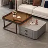 Mesa de centro de losa de roca, mueble para sala de estar, diseño moderno y minimalista, adecuada para apartamentos pequeños, lujo ligero estilo italiano, mesa de centro cuadrada con tapa de vidrio