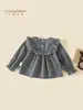 Roupas de Outono para Meninas Camisa 2026 Novo Estilo Bebê Menina Estilo Coreano Casual Camisa Boneca Estilo Primavera e Outono Roupas Florais Infantis Tendência