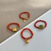 Anillo de Cuentas de Ágata Roja del Sur de Plata Esterlina 925 para Mujer, Simple, Cuerda Elastoelástica, Estilo Chino Nuevo, Estilo Nacional, Anillo J0473