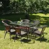 Mesa de Té y Silla de Balcón Silla de Ratán Combinación de Tres Piezas Mesa de Té Cuadrada Silla de Ratán para Patio Ratán para Exterior Mesa y Silla para Exterior