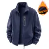 Jaqueta de Lã Polar Masculina Primavera e Outono Moda Elegante Cardigan Moletom Veludo Dupla Face À Prova de Frio e Quente Jaqueta para Meia-Idade e Idosos Tendência