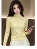 Suéter de punto de cuello redondo medio para mujer, atuendo de otoño e invierno, prenda interior de suéter, se puede usar solo, moderno, top base ajustado para mujer, venta al por mayor