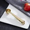 Clipe Selador de Lanches em Aço Inoxidável Banhado a Titânio Colher Medidora de Café com Clipe Colher de Chá Colher de Leite em Pó Clipe Selador Dois em Um