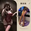 Fragancia Nocturna Ropa Interior Sexy, Body Sexy de Encaje con Cuello Halter, Puro Deseo, No Necesita Quitarse, Ropa de Dormir qqny, Uniforme para Pecho Pequeño