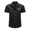 Nova Camisa de Trabalho Masculina de Manga Curta para o Verão, Casual ao Ar Livre, Respirável, Gola Lapela, Cor Sólida, Slim Fit, Camisa Social Masculina