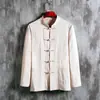 Estilo Chino Nuevo Traje Tang Chino para Hombre Camisa de Manga Larga Hanfu Mejorado Top de Otoño Abrigo Casual Retro con Hebilla