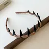 Faixa de Cabelo de Pelúcia Estilo Coreano para Outono e Inverno com Estampa de Leopardo, Coroa Alta, Fofa, Aumenta a Altura, Ondulada, Dentada, Pente de Cabelo Versátil, Acessório de Cabelo Feminino, Adorno de Cabeça