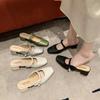 Jin Bukang [Colección Popular] Nuevas Zapatillas de Mediodía Estilo Chino Nuevo para Mujer Ropa de Exterior Verano Nuevas Sandalias Estilo Nacional con Falda