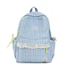 Mochila nueva de gran capacidad para chicas de secundaria y preparatoria, adecuada para la escuela y para ir y venir, con un diseño de encaje y cuadros, y un estilo versátil y casual
