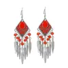 Pendientes Geométricos de Hoja Bohemios, Pendientes Largos con Borla Retro Personalizados, Joyería de Oreja Étnica de Plata, Venta Caliente en Stock al por Mayor
