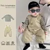 Roupa de Bebê, Macacão Listrado de Primavera e Outono, Roupa para Sair, Macacão da Moda de Uma Peça para Bebê Masculino e Feminino, Conjunto de Outono de Duas Peças