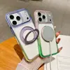 Funda de teléfono con soporte magnético degradado adecuada para iPhone 18 Pro Max, cubierta protectora acrílica transparente para Apple 17