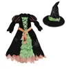 Disfraz de Halloween Disfraz Infantil Niña Vestido de Bruja Vestido Vestido de Princesa Bruja Sombrero de Bruja