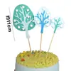 Bandeirinha de decoração para bolo de assar em formato de árvore pequena, cena com cem papéis de menina da floresta, cartão de bolo de aniversário