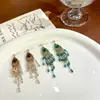 Brincos de Zircônia com Franjas de Flor Rosa da Moda Coreana, Brincos de Luxo Leve de Alta Qualidade, Brincos de Estilo Transfronteiriço para Mulheres