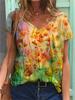 1 camiseta holgada de manga corta de verano con cuello en V y estampado digital de Amazon Explosions para mujer, estilo europeo y americano