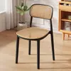 Cadeira de Jantar de Rattan Plástico, Mesa e Cadeiras de Jantar Usadas, Cadeira de Rattan Respirável para Lazer ao Ar Livre, Banqueta Doméstica, Cadeira Empilhável com Encosto