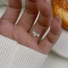 Anillo de plata de ley S925 con forma de lazo y perla de agua dulce natural para mujer, exquisito anillo abierto con rosca dulce.