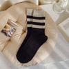 Calcetines a rayas de primavera y otoño para pareja, media pantorrilla, versátiles, medias gruesas, calcetines cálidos de felpa, retro, Mori, ins, ropa exterior moderna