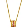 Livro da Chapeuzinho Vermelho Novo Estilo Chinês Luxo Leve Brilhante Rosa Vibrante Tesouro Pai Diamante Pai Luton Pingente Colar Elegante de Alta Qualidade para Mulheres