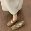Zapatos de salón poco profundos de estilo francés de doble fila con correa única y punta cuadrada para mujer, versátiles y cómodos, bailarinas suaves, Mary Janes de noche