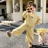 Conjunto de Punto con Chaleco de Felpa de Invierno para Niñas de Comercio Exterior 2026 Nuevo Elegante Conjunto de Cuatro Piezas de Celebridad de Internet Ropa para Niños Dropshipping Moderno