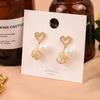 Nuevos pendientes de perlas con incrustaciones de diamantes de imitación, pendientes de plata 925 con aguja, pendientes de amor compactos de temperamento simple japonés y coreano B918