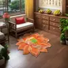 Alfombra de Dormitorio con Forma Especial de Loto Estéreo 3D Felpudo de Baño Terciopelo de Cristal Alfombrilla Absorbente Antideslizante para Lavabo de Baño