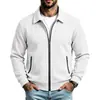 Chaqueta de otoño para hombre de color liso con textura de gofre, solapa y dobladillo acanalado, prenda exterior casual de manga larga para exportación a Europa y América