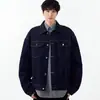 Jaqueta jeans de alta qualidade azul escuro estilo americano para homens, nova marca da moda 2026, corte solto casual, peça de outer wear versátil e estilosa