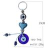 Chaveiro Olho Turco Azul Contas Azuis Coração Pingente de Chave Personalizado Joia para Bolsa Casal Retrô