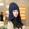 Chapéu de Tricô Colorido Puro Estilo Coreano para Menina com Proteção para as Orelhas Inverno Acolchoado Quente Borda Dobrada Chapéu Pulôver Chapéu de Lã Versátil no Outono e Inverno