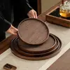 Hogar Simple Tejido de Bambú Imitación Bandeja Redonda de Almacenamiento Oficina Té de Preparación en Seco Gongfu Set de Té Accesorios Dao Bandeja de Bambú