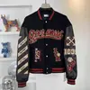Otoño 2025 Nueva Chaqueta de Béisbol Versátil de Alta Resistencia con Estampado de Diablo Estilo Americano Chaqueta Unisex de Moda
