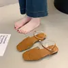 Zapatos de Mujer Nuevos de Primavera y Otoño Casuales Transpirables Tejidos Huecos Puntera Cuadrada Estilo Francés Zapatos de Mujer Nicho Sandalias de Tacón Grueso