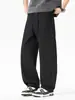 Roupas Masculinas Fengshe / Nova Coleção Primavera 2026 Streetwear Americano de Alta Qualidade Calças de Sarja Pura de Perna Larga Calças Casuais Retas Longas