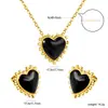 Pendientes y Collar con Piedra Ojo de Gato Ovalada Minimalista de Tendencia Europea y Americana Acero Inoxidable Juego de Joyería de Alta Gama Venta al por Mayor