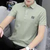 Camiseta de manga corta para hombre, verano, cuello de solapa, elástica, secado rápido, transpirable, top para correr, camisa polo deportiva de seda helada para hombre, versátil