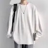 Camiseta longa de manga comprida com textura solta feita sob medida transfronteiriça para homens, novo estilo casual versátil de outono e inverno, adequada para usar em camadas como top de trabalho