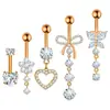 Unhas de Umbigo Borboleta Zircônia Atacado Aço Inoxidável Novo Nicho Feminino Coração Diamante Brilhante Asas Piercing Pingente Anel de Umbigo Perfurado