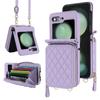 Adecuado para funda de teléfono Flip7, Elegante funda de teléfono Samsung Zflip8 estilo bandolera Chanel, Cubierta de cuero a cuadros