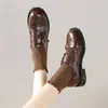 Zapatos de Cuero para Mujer Estilo Británico con Punta Redonda Retro 2026 Otoño Nuevos Mocasines Versátiles de Suela Gruesa para Aumentar la Altura para Combinar con Faldas