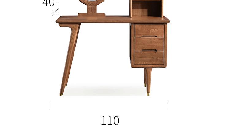 白蜡木梳妆台北欧轻奢风梳妆台水性漆卧室现代中式收纳柜化妆桌-