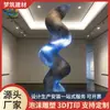 Escultura Abstrata Impressa em 3D de Venda Quente Transfronteiriça Forma Espiral Azul Dourada Instalação de Arte para Hall de Hotel Decoração Moderna